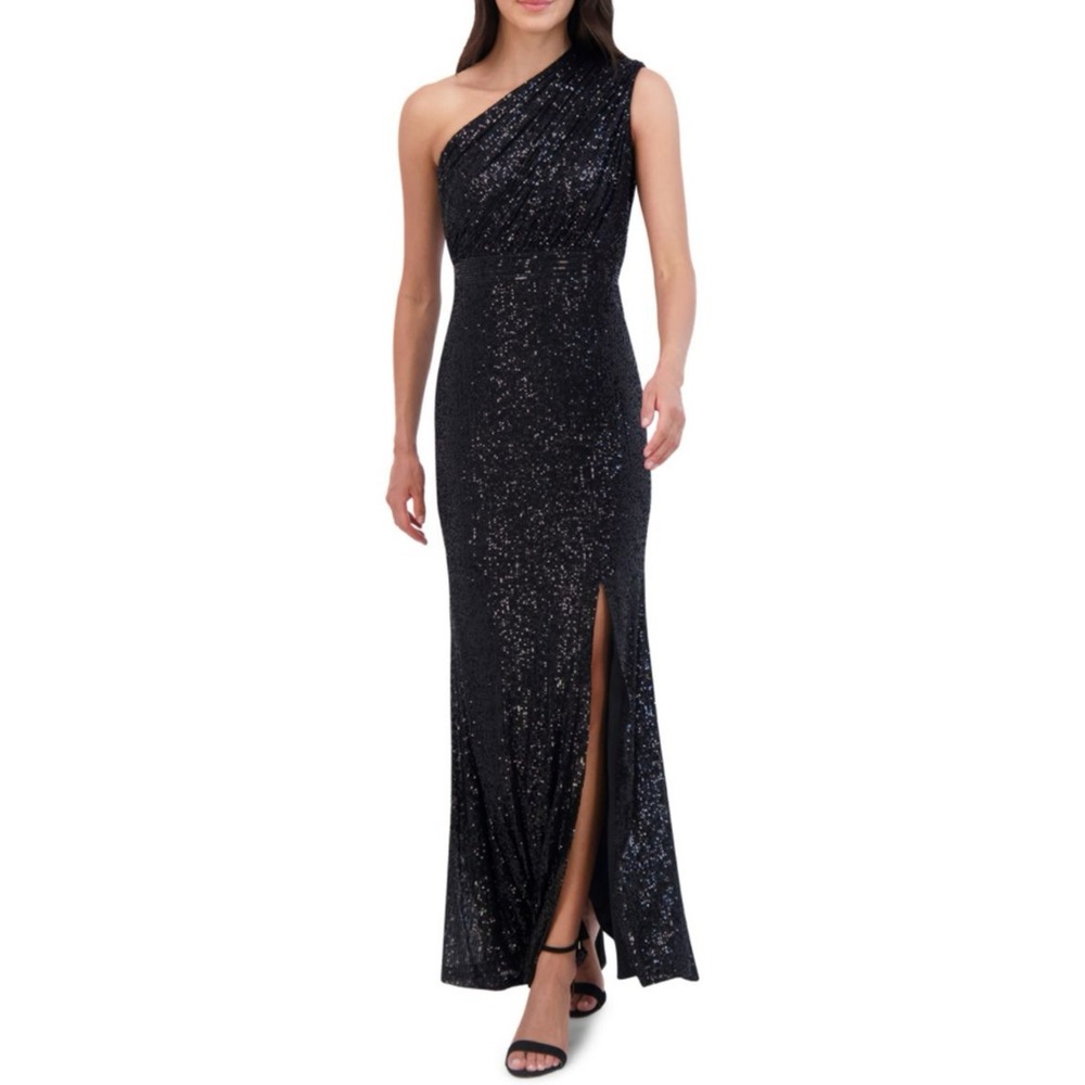 New! VINCE CAMUTO Sequin One-Shoulder‎ Gown Black Sz 6 $248